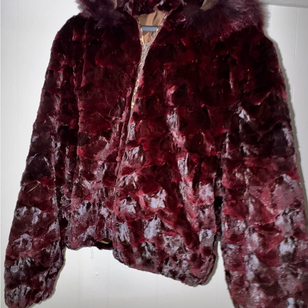 Luxurious Fur Burgundy Jacket